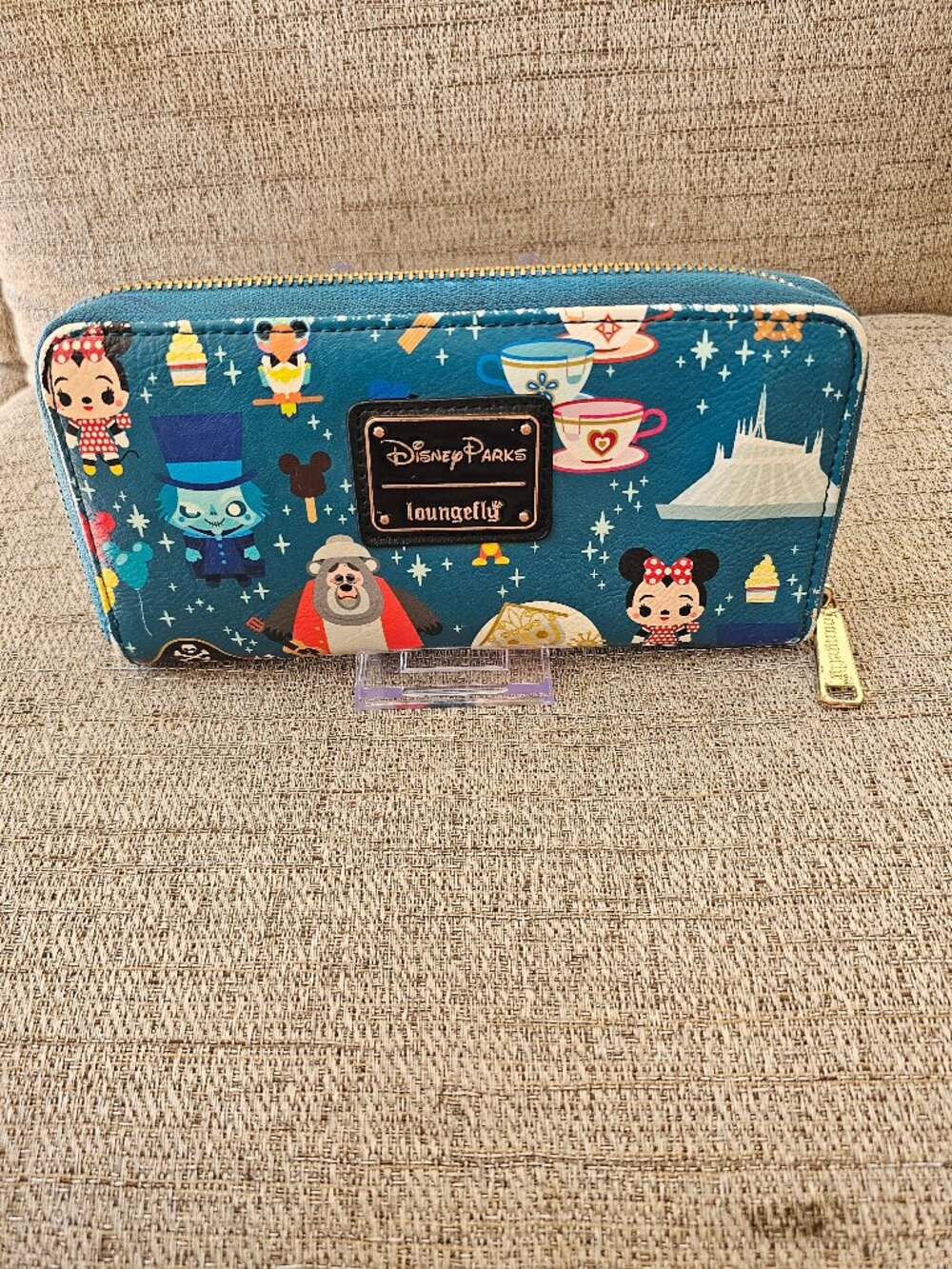 Disney Parks Loungefly Teal Character Icon Print Zip Around Wallet L9120